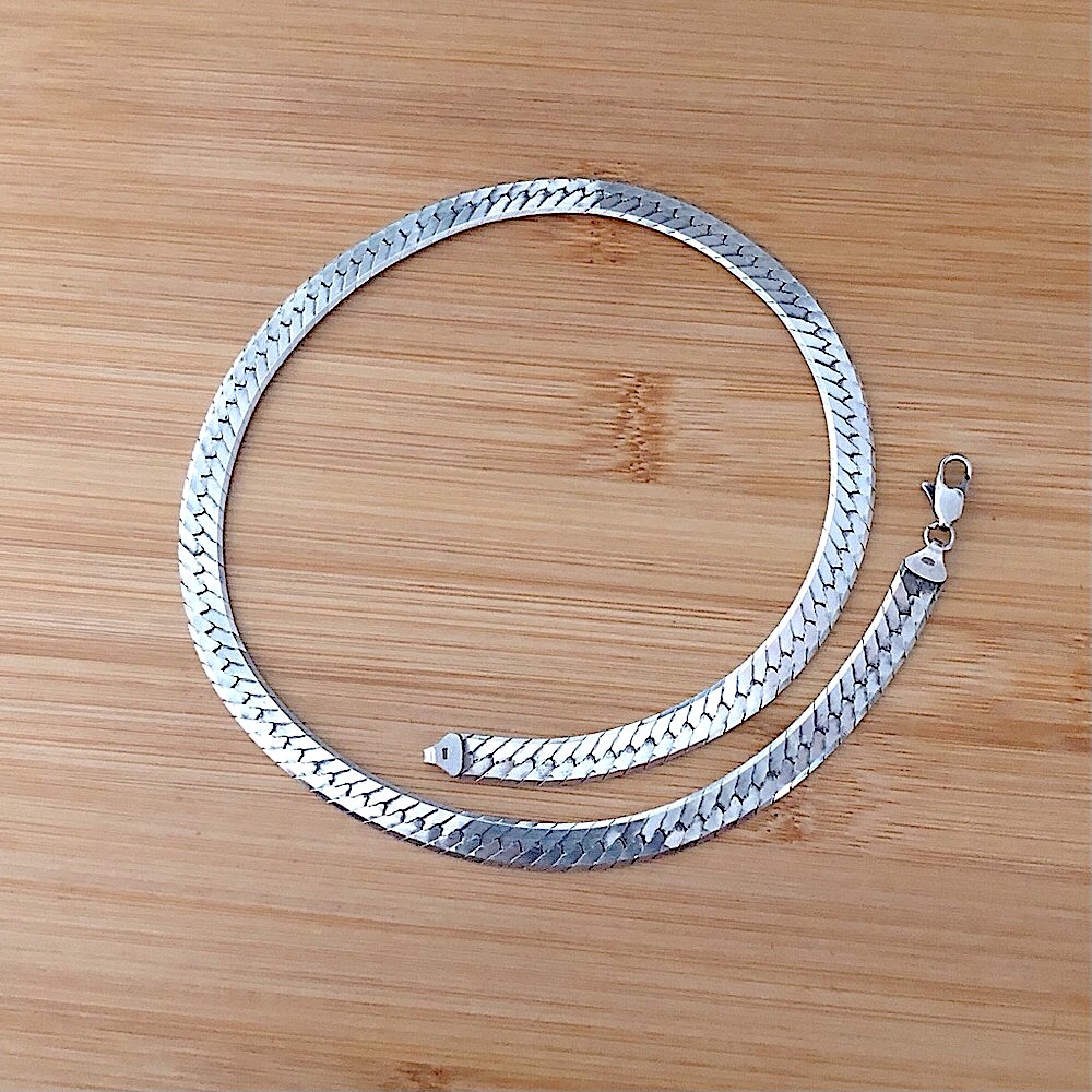 $198 Herringbone Estate Necklace Sterling Silver 34 Grams 925 ITALY - Picture 8 of 8